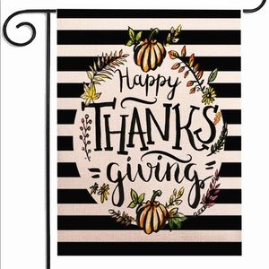 ZUEXT Welcome Thanksgiving Stripe Pumpkin Fall Garden Flag